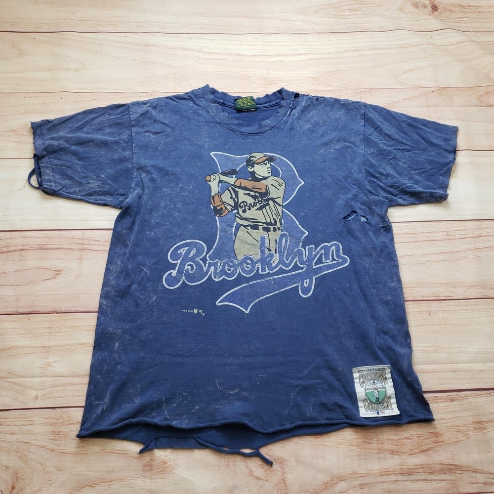VINTAGE‎ Brooklyn Dodgers Home Team Advantage Shirt Mens L Blue Cooperstown 1991